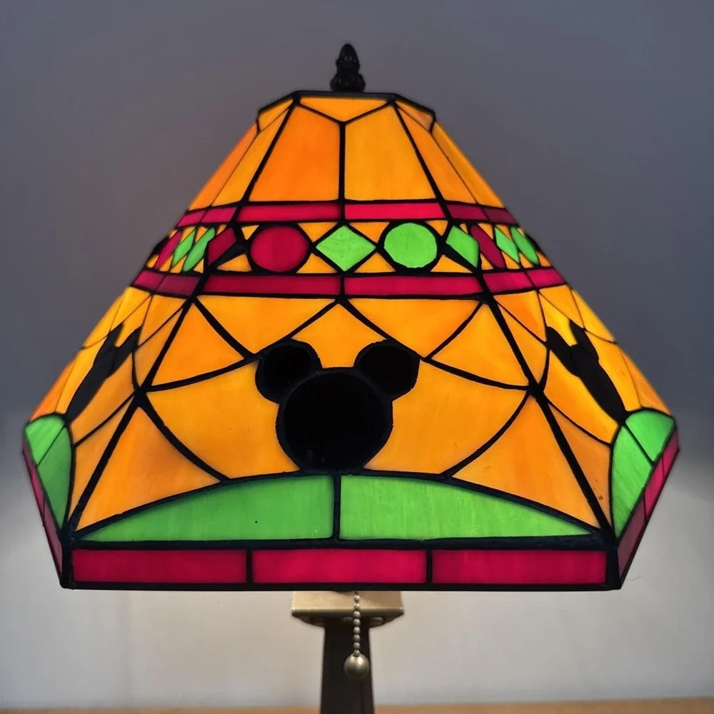 VTG Rare Disney Mickey Mouse Tiffany Style Table Lamp Stained Glass Ltd Ed 24